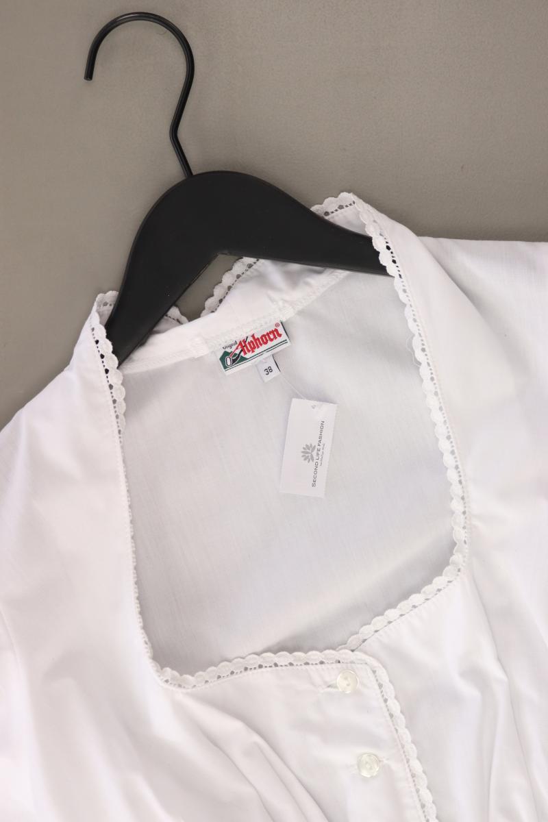 Alphorn Dirndl Bluse Gr. 38 Kurzarm weiß aus Baumwolle