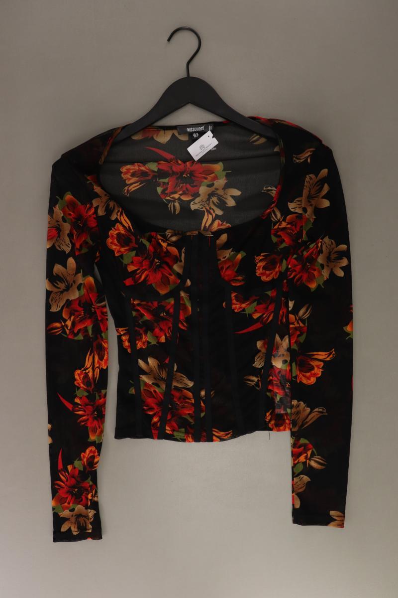 MISSGUIDED Langarmbluse Gr. 38 mit Blumenmuster schwarz aus Polyester
