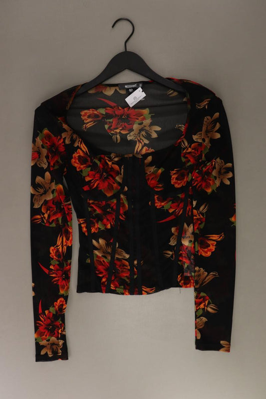 MISSGUIDED Langarmbluse Gr. 38 mit Blumenmuster schwarz aus Polyester