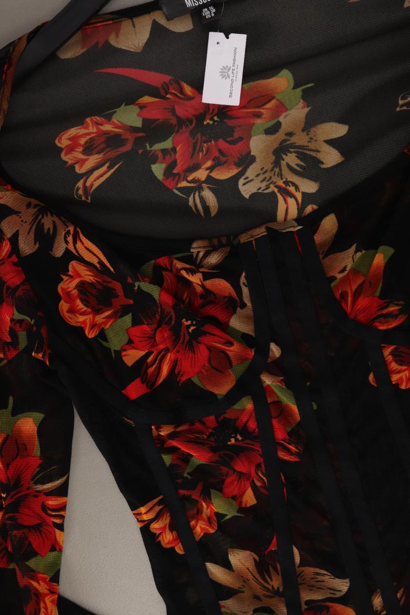 MISSGUIDED Langarmbluse Gr. 38 mit Blumenmuster schwarz aus Polyester