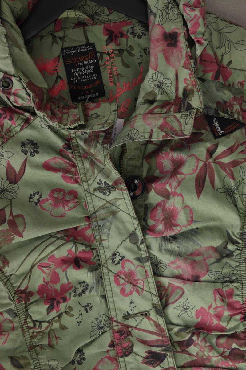 s'questo Übergangsjacke Gr. 40 mit Blumenmuster grün aus Baumwolle
