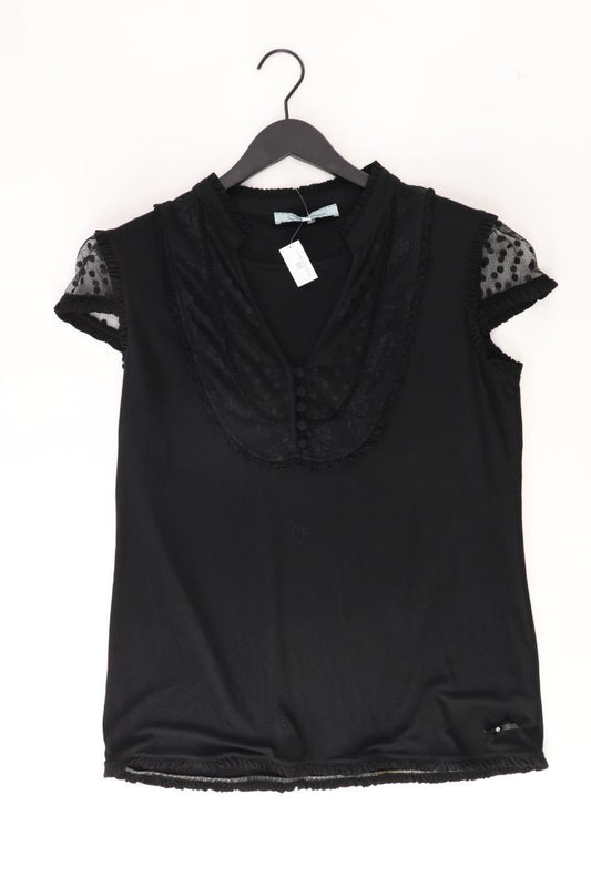 Himmelblau Kurzarmbluse Gr. 44 schwarz aus Baumwolle