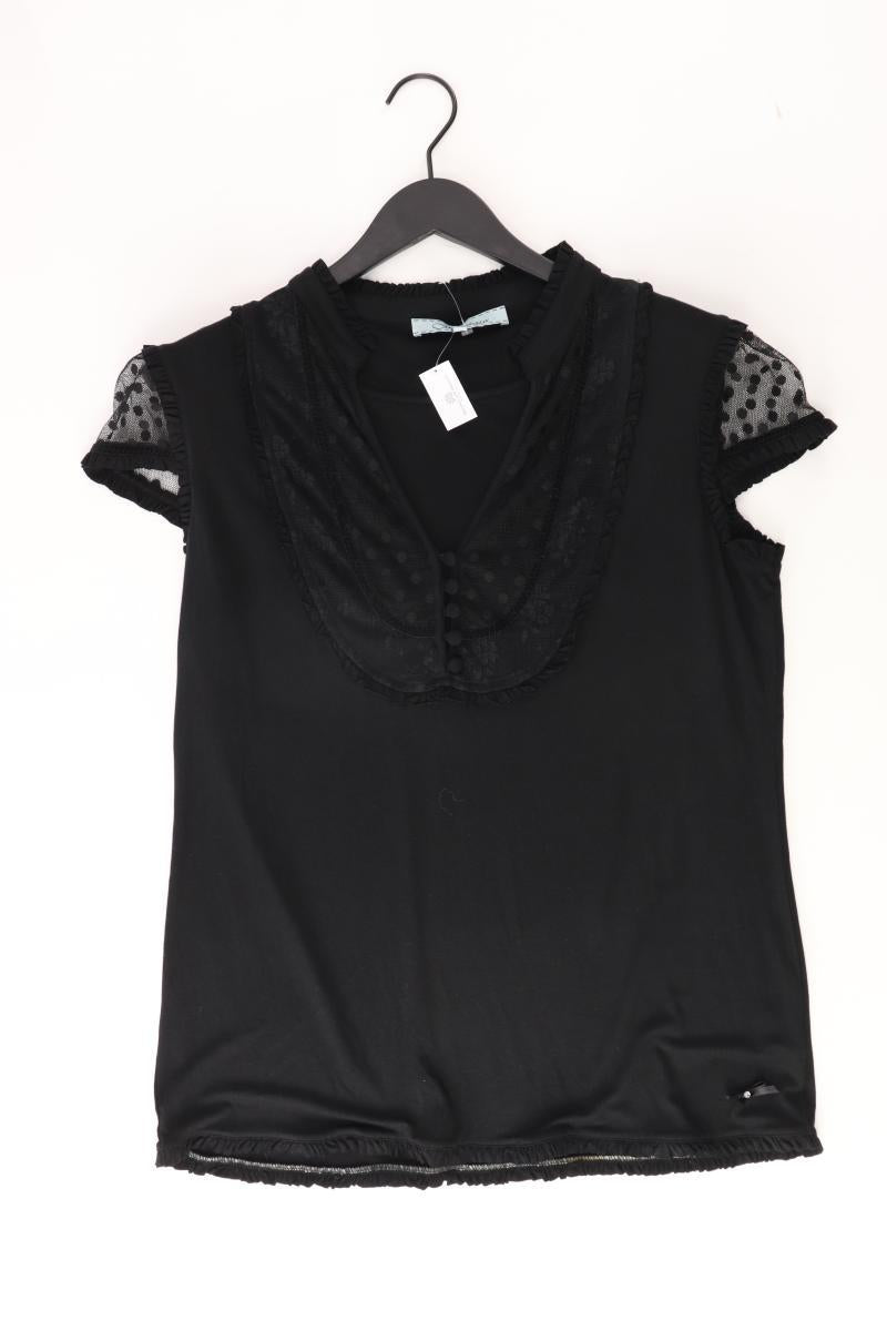 Himmelblau Kurzarmbluse Gr. 44 schwarz aus Baumwolle