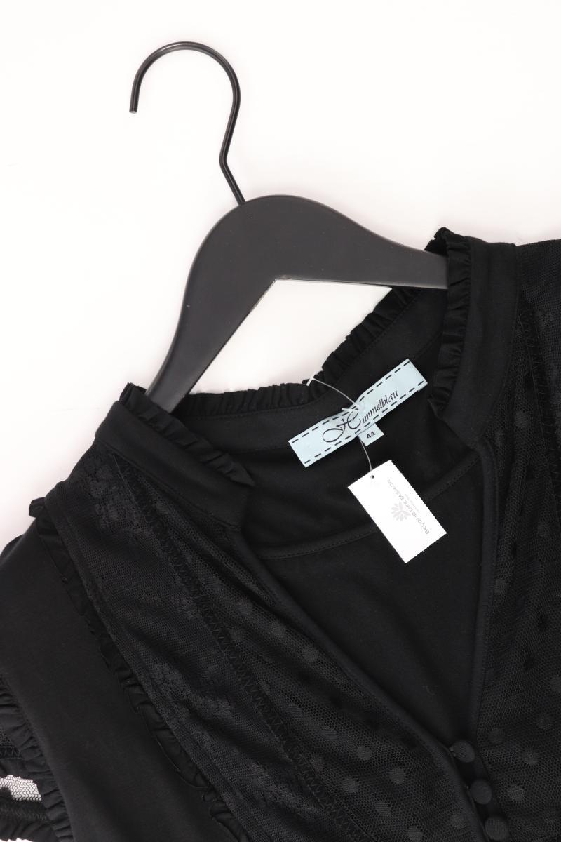 Himmelblau Kurzarmbluse Gr. 44 schwarz aus Baumwolle