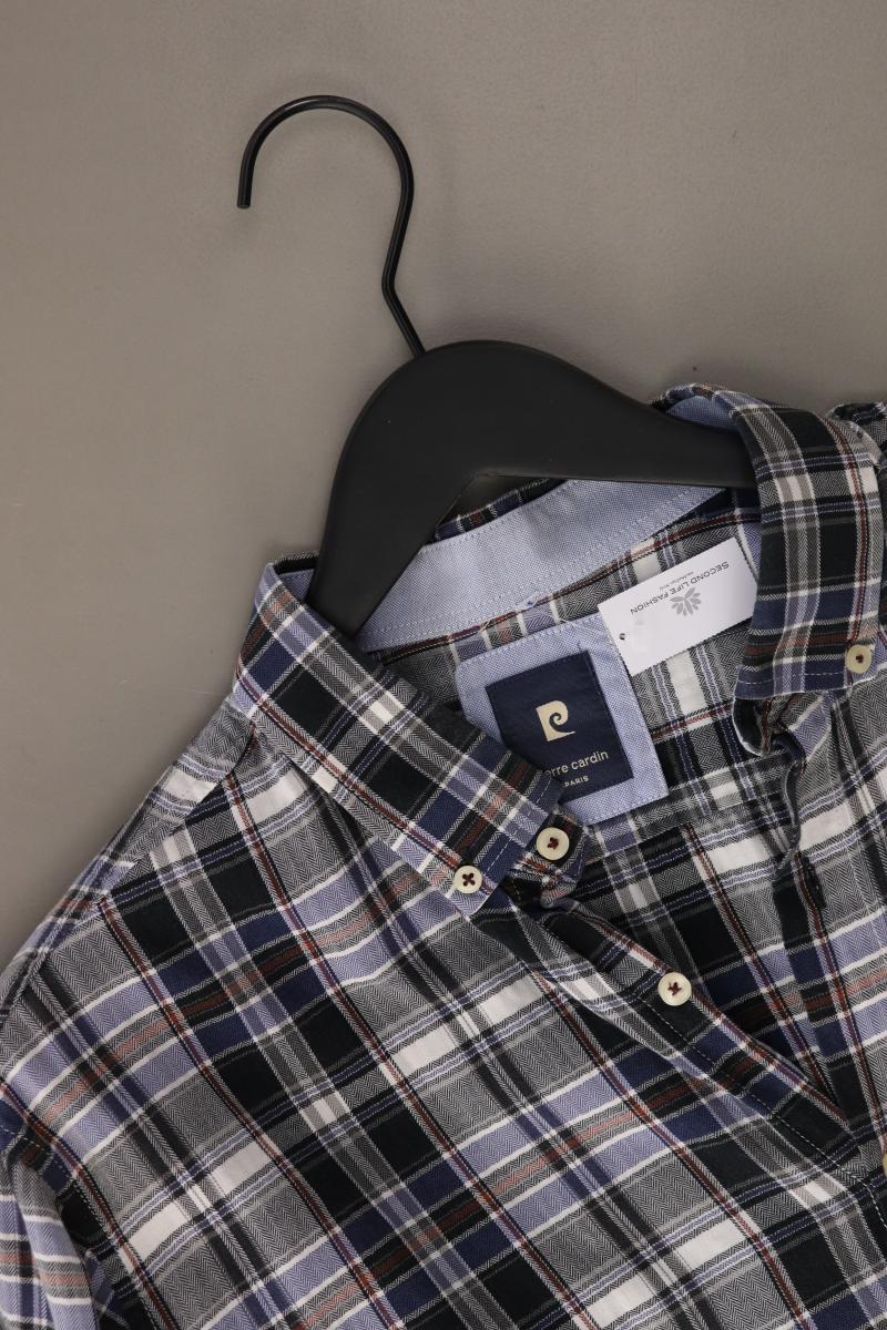 Pierre Cardin Karohemd für Herren Gr. XL kariert Langarm blau aus Baumwolle