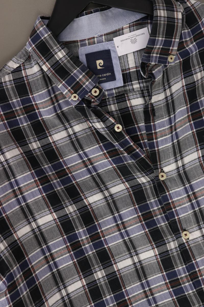 Pierre Cardin Karohemd für Herren Gr. XL kariert Langarm blau aus Baumwolle