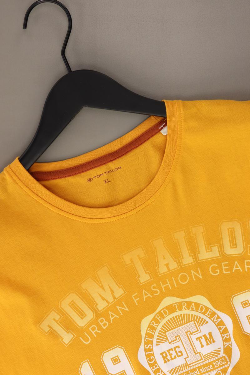 Tom Tailor Printshirt für Herren Gr. XL Kurzarm gelb aus Baumwolle