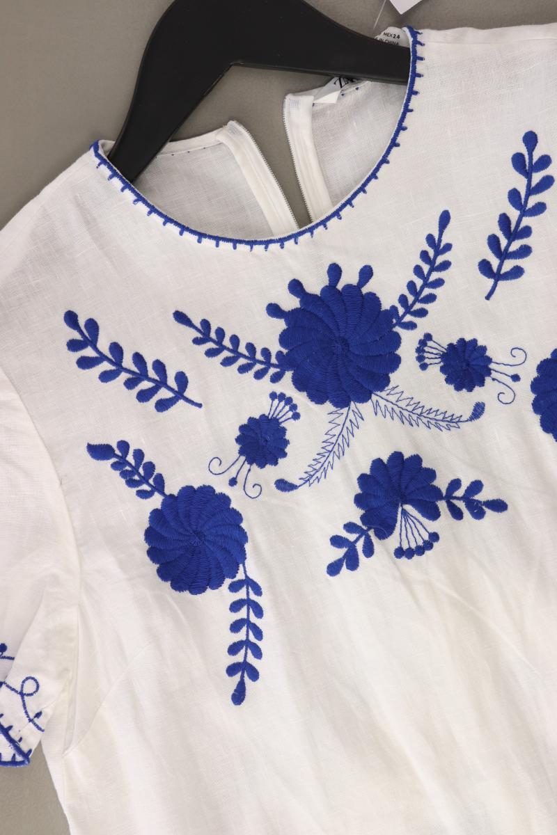 Zara Kurzarmkleid Gr. XS weiß aus Leinen