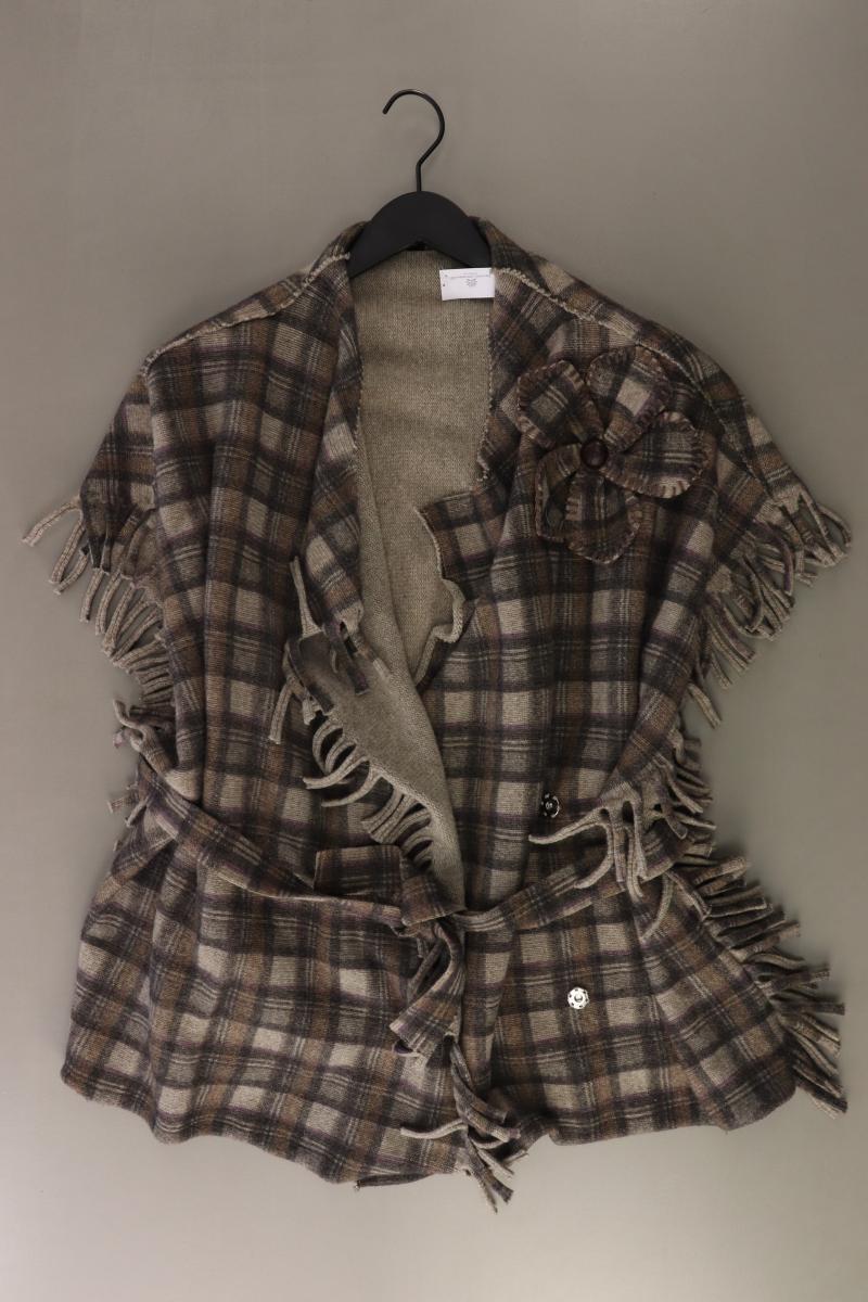 Moschino Poncho Gr. 38 kariert mit Gürtel braun aus Wolle