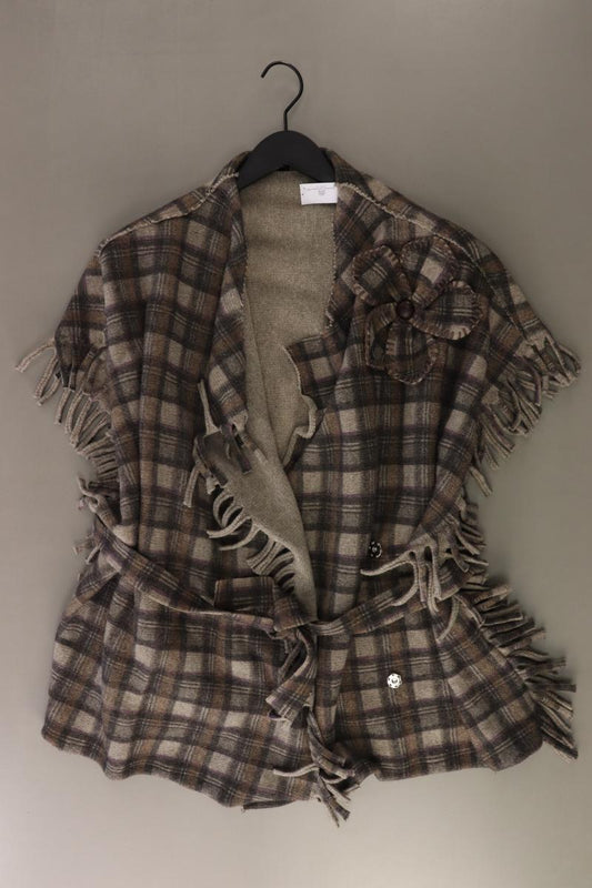 Moschino Poncho Gr. 38 kariert mit Gürtel braun aus Wolle
