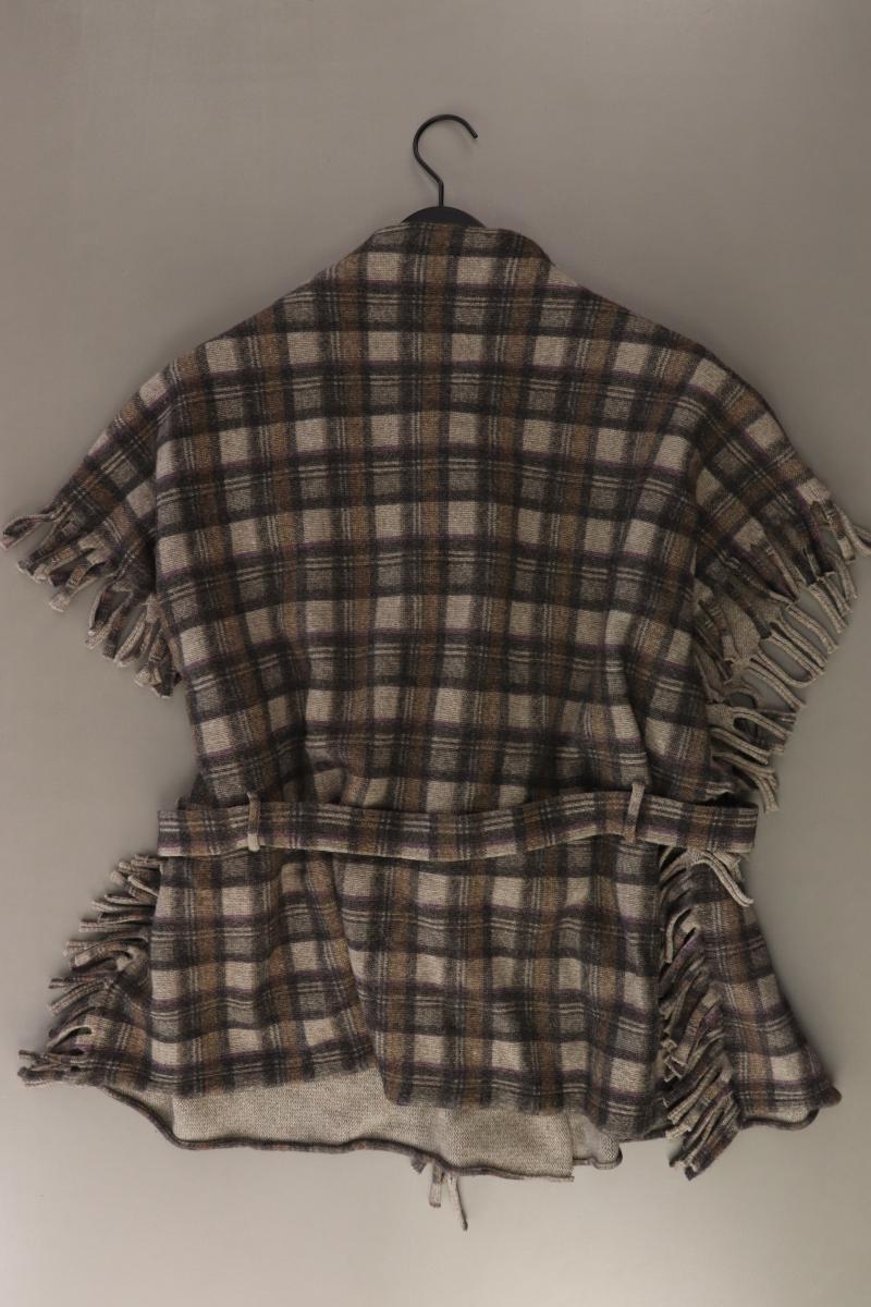 Moschino Poncho Gr. 38 kariert mit Gürtel braun aus Wolle