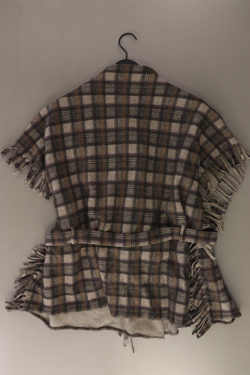 Moschino Poncho Gr. OneSize kariert mit Gürtel braun aus Wolle