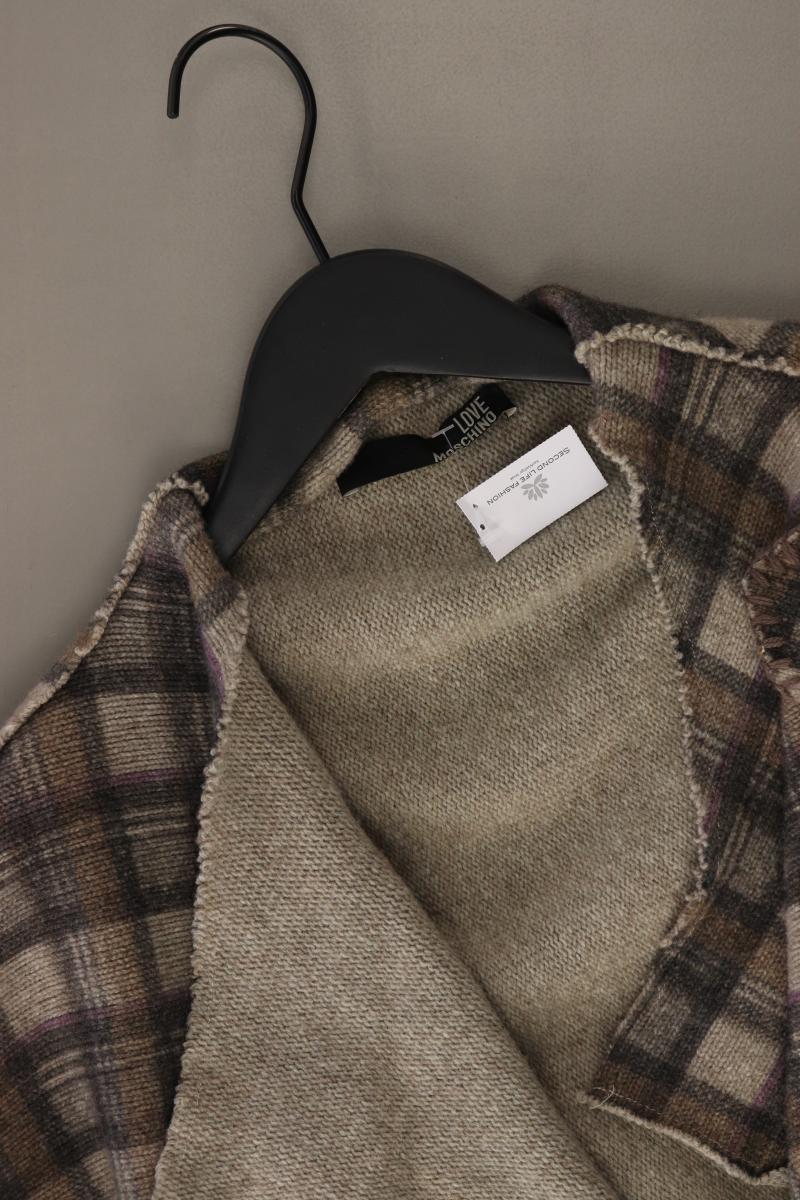 Moschino Poncho Gr. 38 kariert mit Gürtel braun aus Wolle