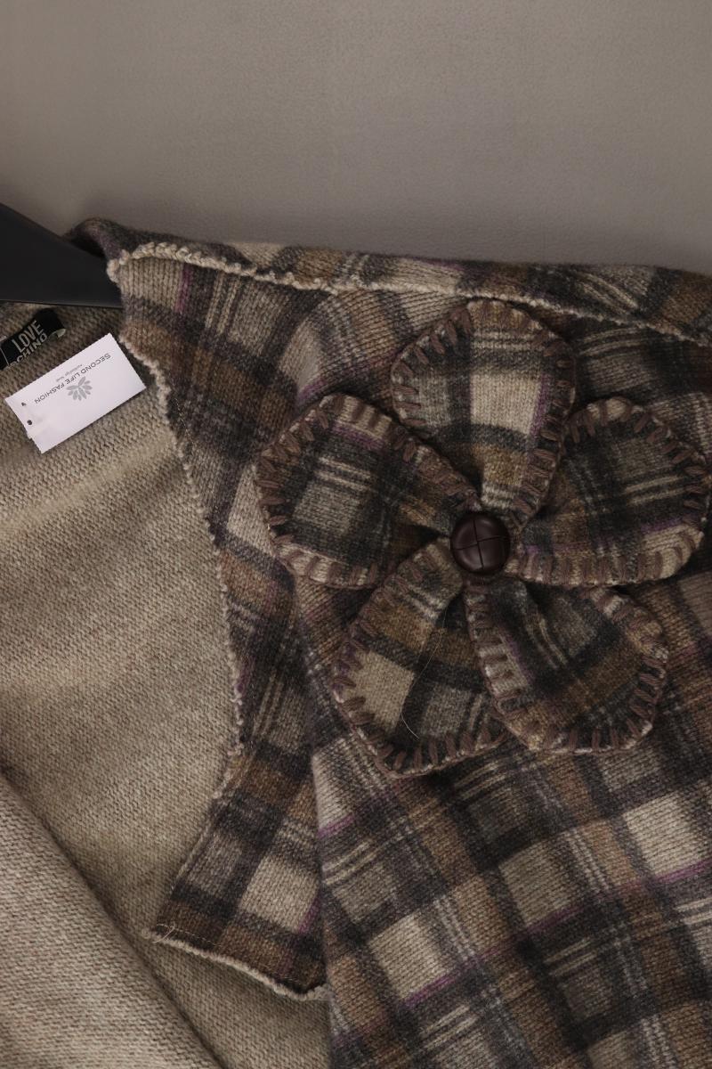 Moschino Poncho Gr. 38 kariert mit Gürtel braun aus Wolle