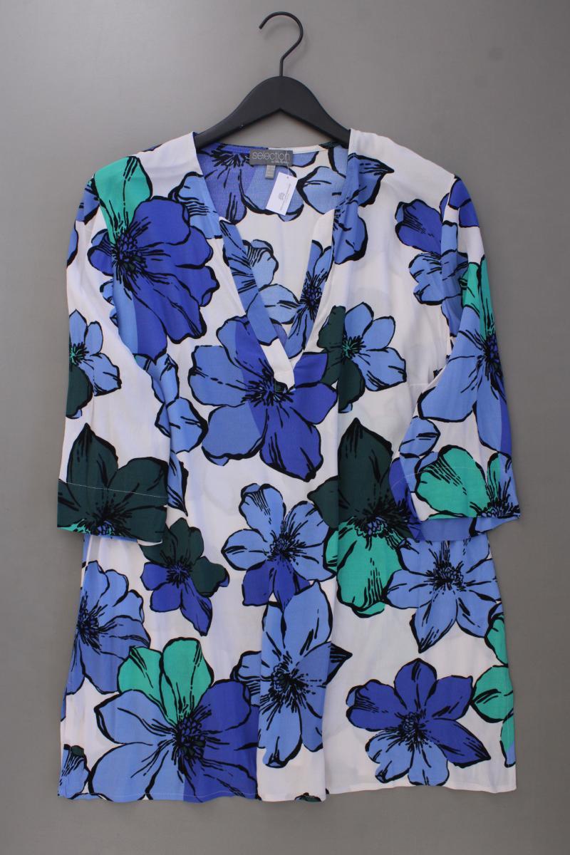 Ulla Popken Classic Bluse Gr. 46/48 mit Blumenmuster neuwertig 3/4 Ärmel blau