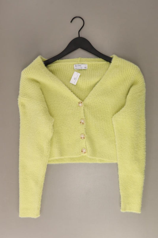 Bershka Crop Cardigan Gr. M Langarm gelb aus Polyester