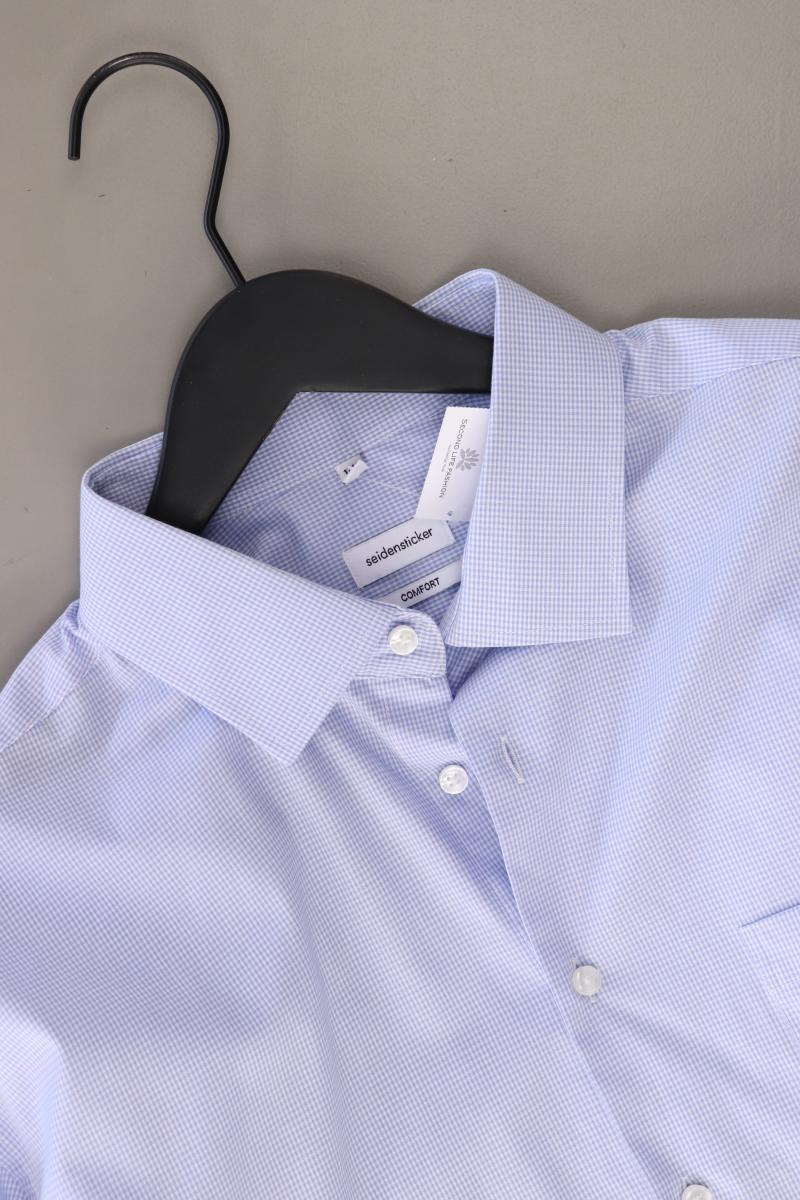 Seidensticker Karohemd für Herren Gr. XL kariert Langarm blau aus Baumwolle