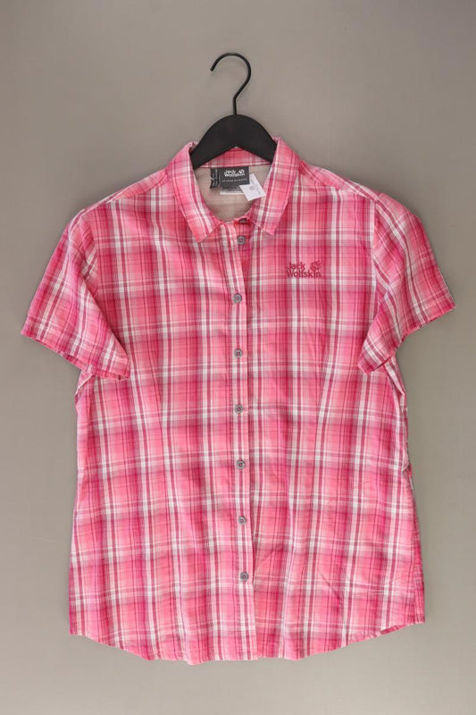 Jack Wolfskin Karobluse Gr. M kariert Kurzarm rosa aus Polyester