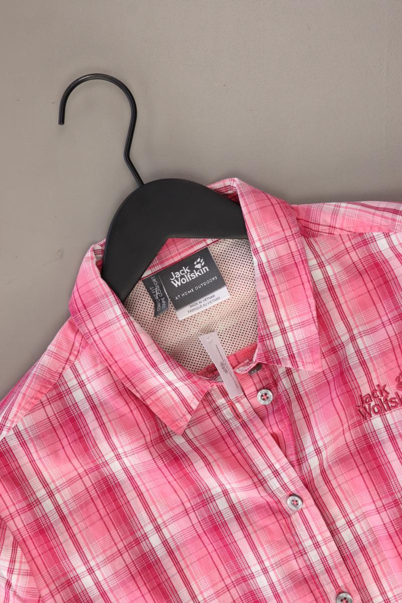 Jack Wolfskin Karobluse Gr. M kariert Kurzarm rosa aus Polyester