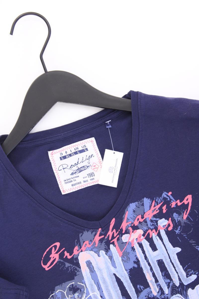 Roadsign Printshirt Gr. L Kurzarm blau aus Baumwolle