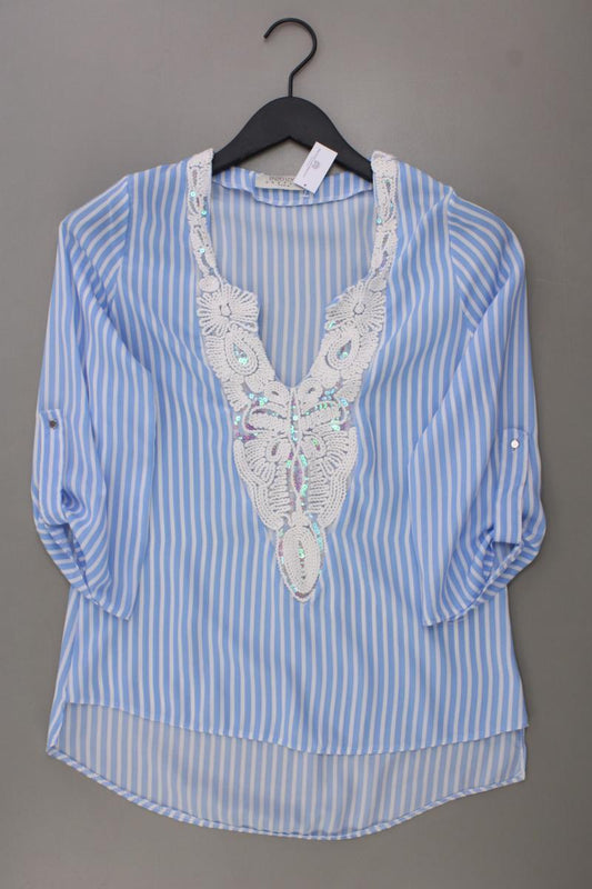 Enzo Loco Couture Bluse Gr. S gestreift 3/4 Ärmel mit Pailletten blau