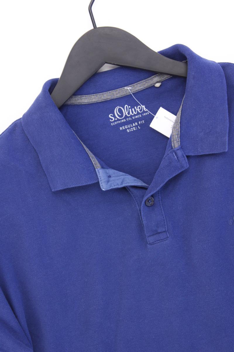 s.Oliver Poloshirt für Herren Gr. L Kurzarm blau aus Baumwolle