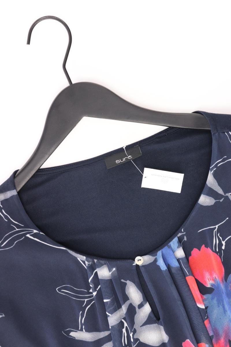 Sure Kurzarmbluse Gr. M mit Blumenmuster blau aus Polyester