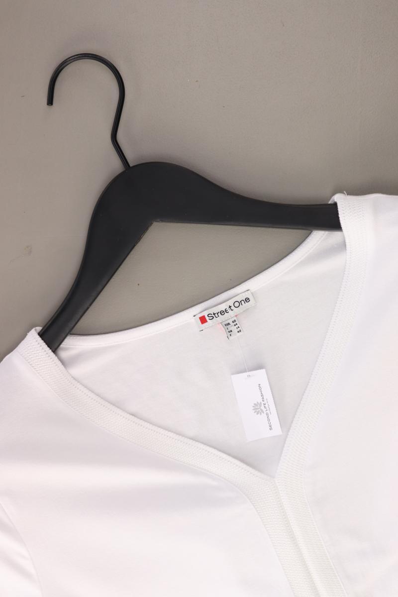 Street One Shirt mit V-Ausschnitt Gr. 40 Kurzarm weiß