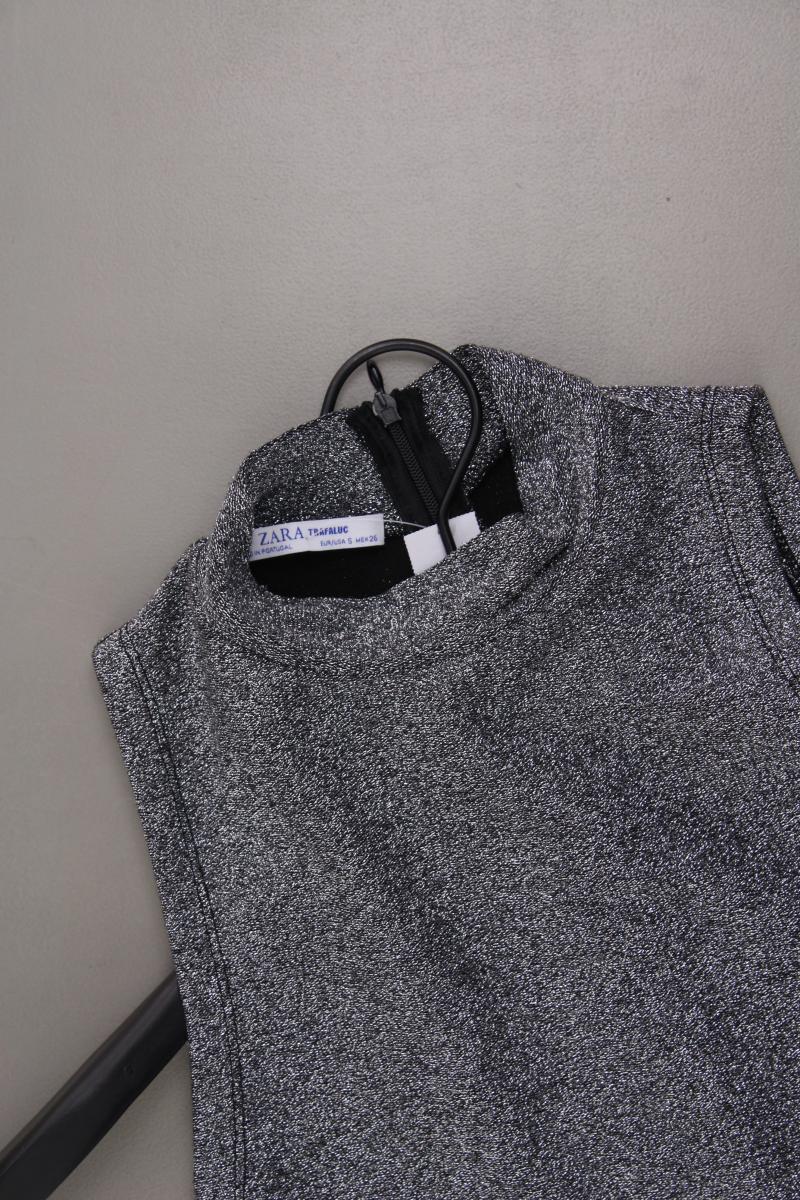Zara Abendkleid Gr. S neuwertig Ärmellos mit Glitzer silber aus Polyester