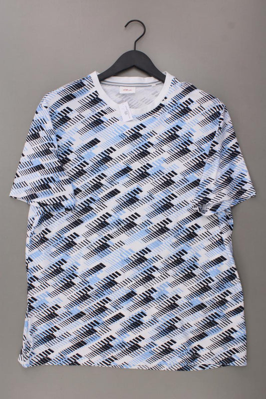 s.Oliver Printshirt Gr. XXL geometrisches Muster Kurzarm blau aus Baumwolle