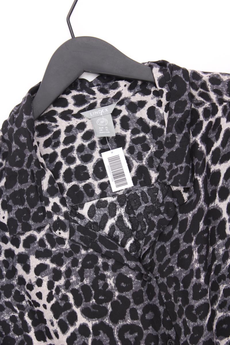 Lindex Langarmbluse Gr. XL mit Tierdruck grau aus Viskose