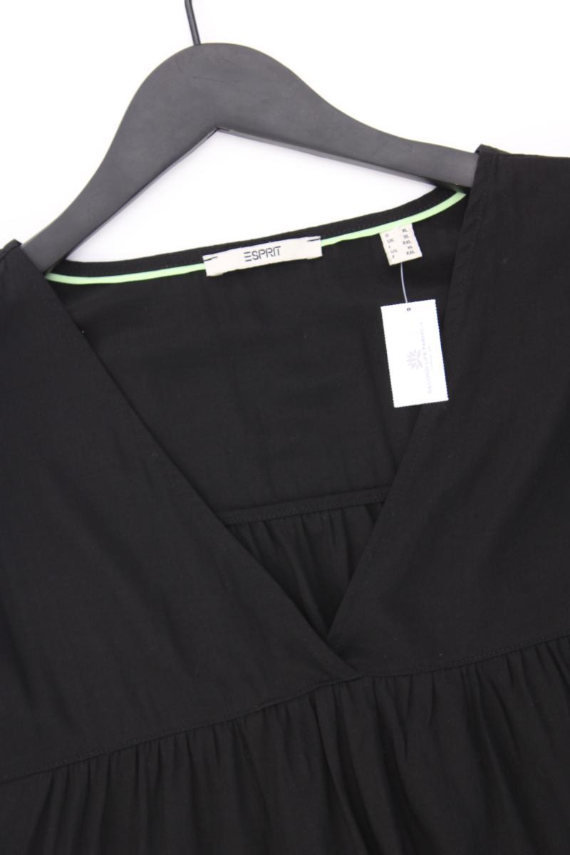 Esprit Kurzarmbluse Gr. XL schwarz aus Viskose
