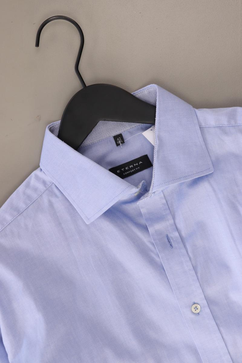 Eterna Langarmhemd für Herren Gr. Hemdgröße 42 blau aus Baumwolle