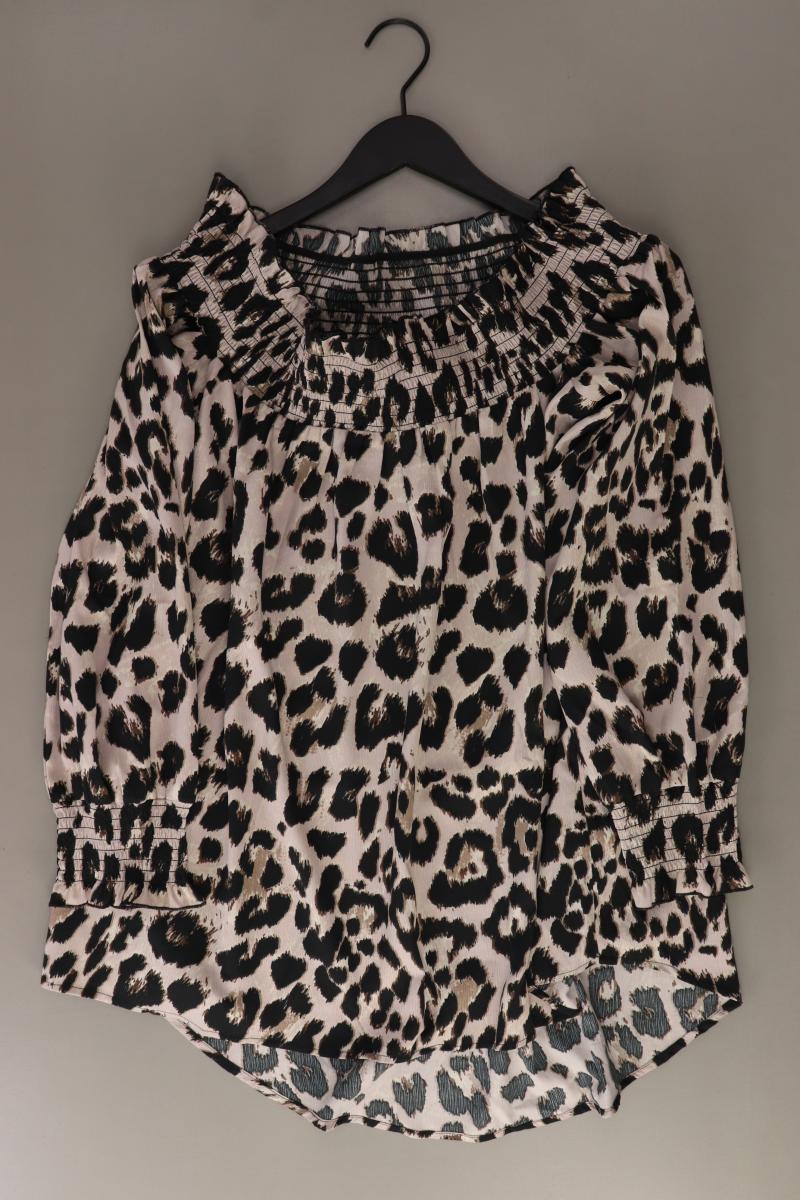 Bodyflirt Bluse Gr. 44 mit Tierdruck 3/4 Ärmel mit Carmen-Ausschnitt braun