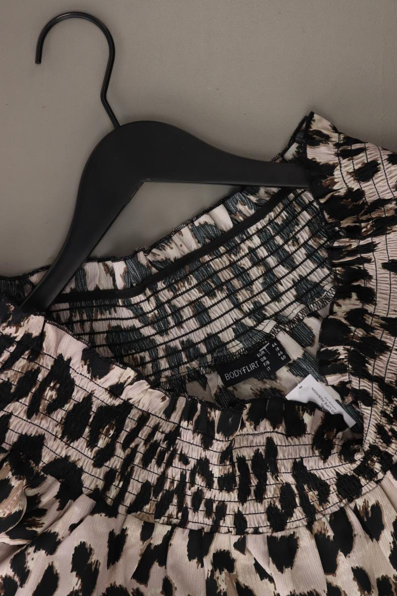 Bodyflirt Bluse Gr. 44 mit Tierdruck 3/4 Ärmel mit Carmen-Ausschnitt braun