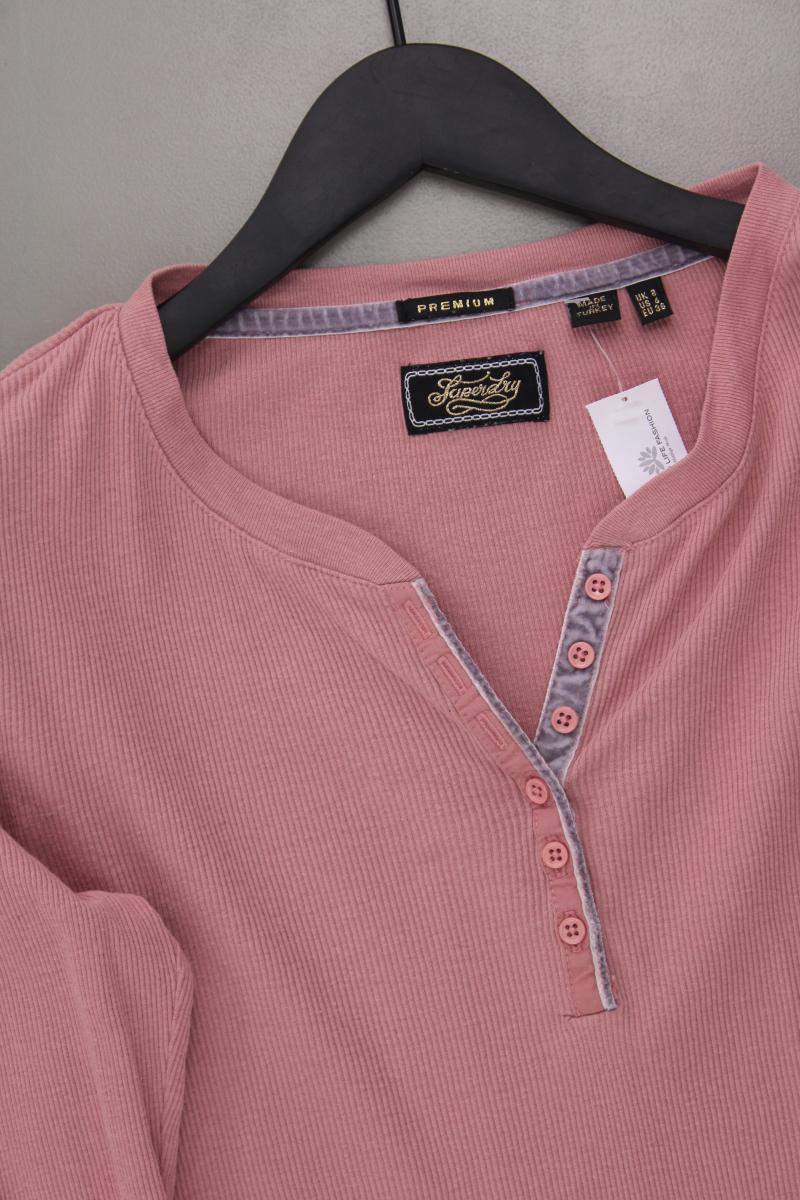 Superdry Shirt mit V-Ausschnitt Gr. 36 Langarm rosa