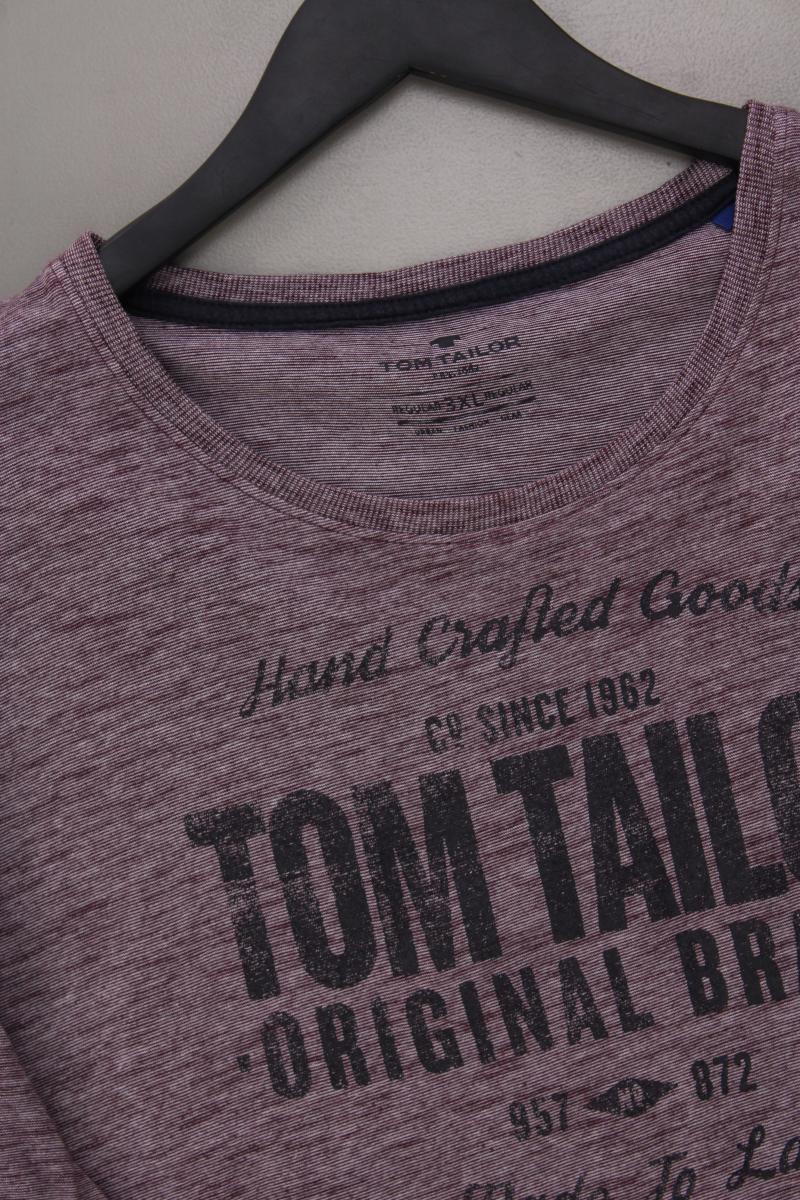 Tom Tailor Printshirt für Herren Gr. XXXL Kurzarm lila aus Baumwolle