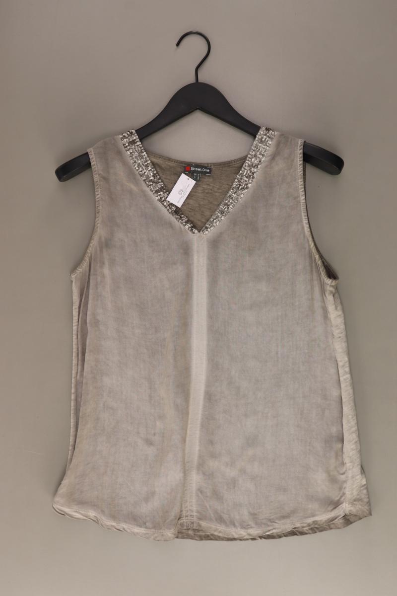 Street One Ärmellose Bluse Gr. 38 mit Pailletten grau aus Baumwolle