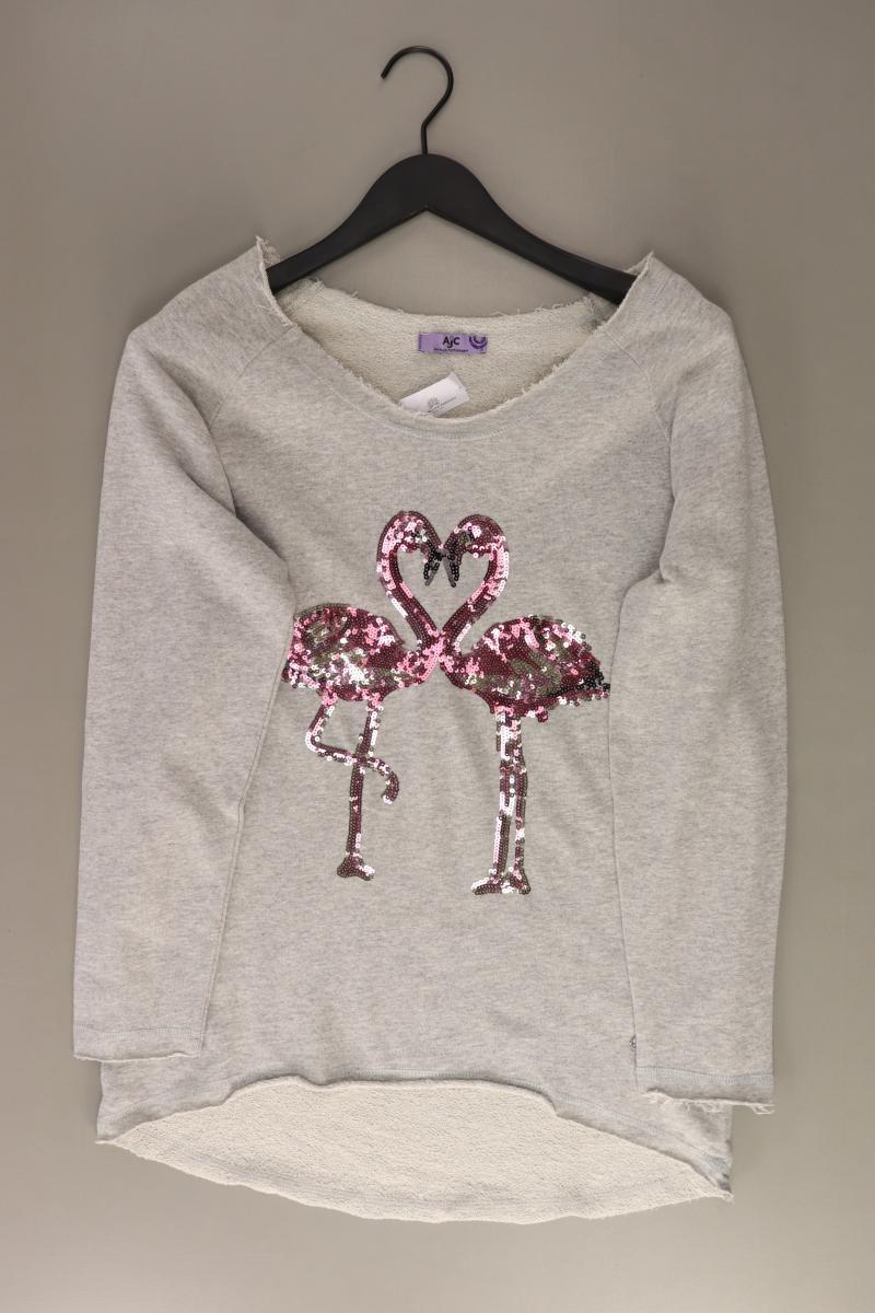 AJC Fashion Pullover mit Flamingos Gr. 36/38 mit Pailletten grau aus Baumwolle