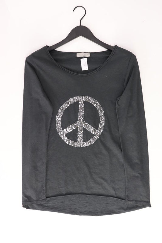 Your & Self Langarmshirt Peacezeichen Gr. M mit Pailletten grau