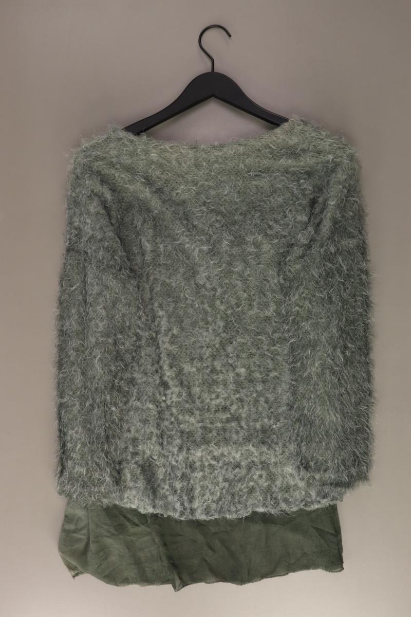 Feinstrickpullover Gr. L mit Pailletten grün aus Polyester