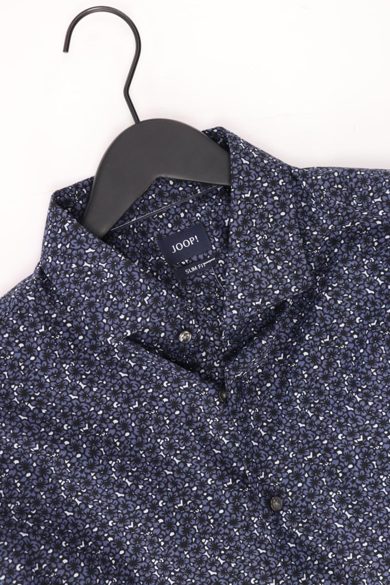 Joop! Langarmhemd für Herren Gr. Hemdgröße 44 mit Blumenmuster blau