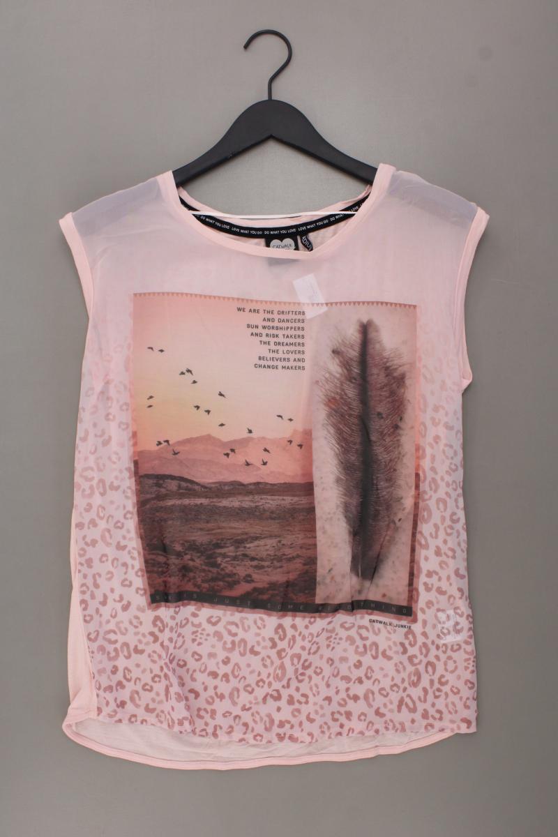 Catwalk Junkie Kurzarmbluse Gr. M mit Tierdruck rosa aus Polyester
