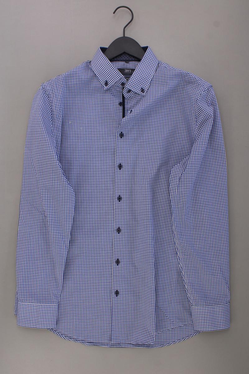 Jake*s Karohemd für Herren Gr. Hemdgröße 41/42 kariert Langarm blau