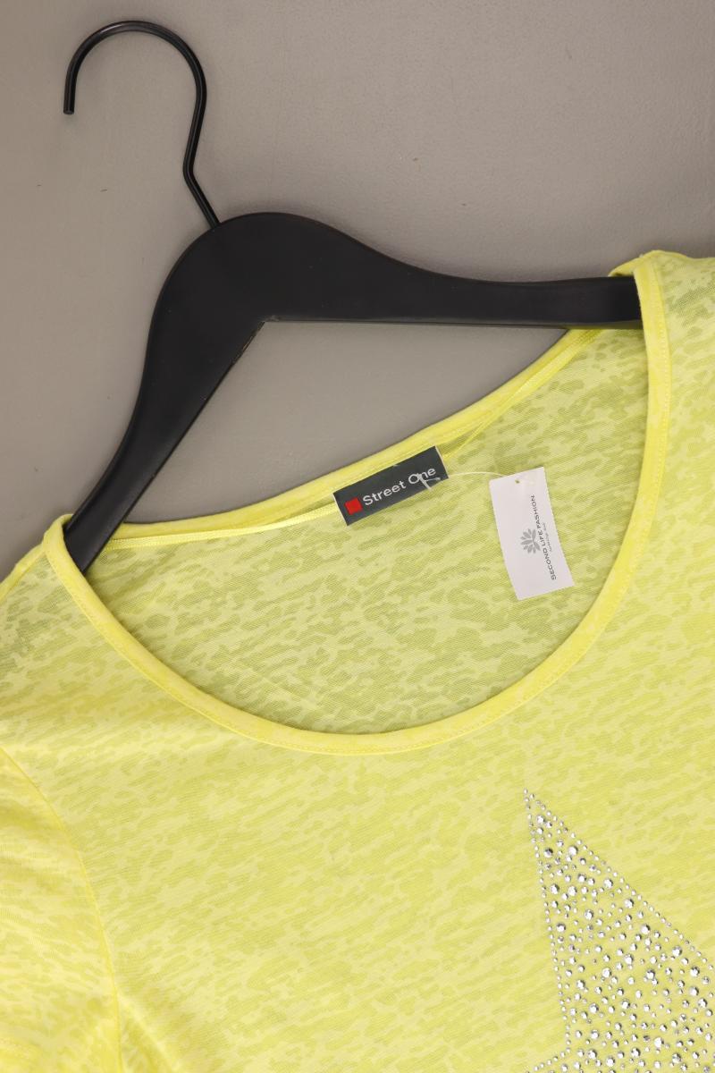Street One T-Shirt Gr. 38 mit Tierdruck Kurzarm mit Pailletten gelb
