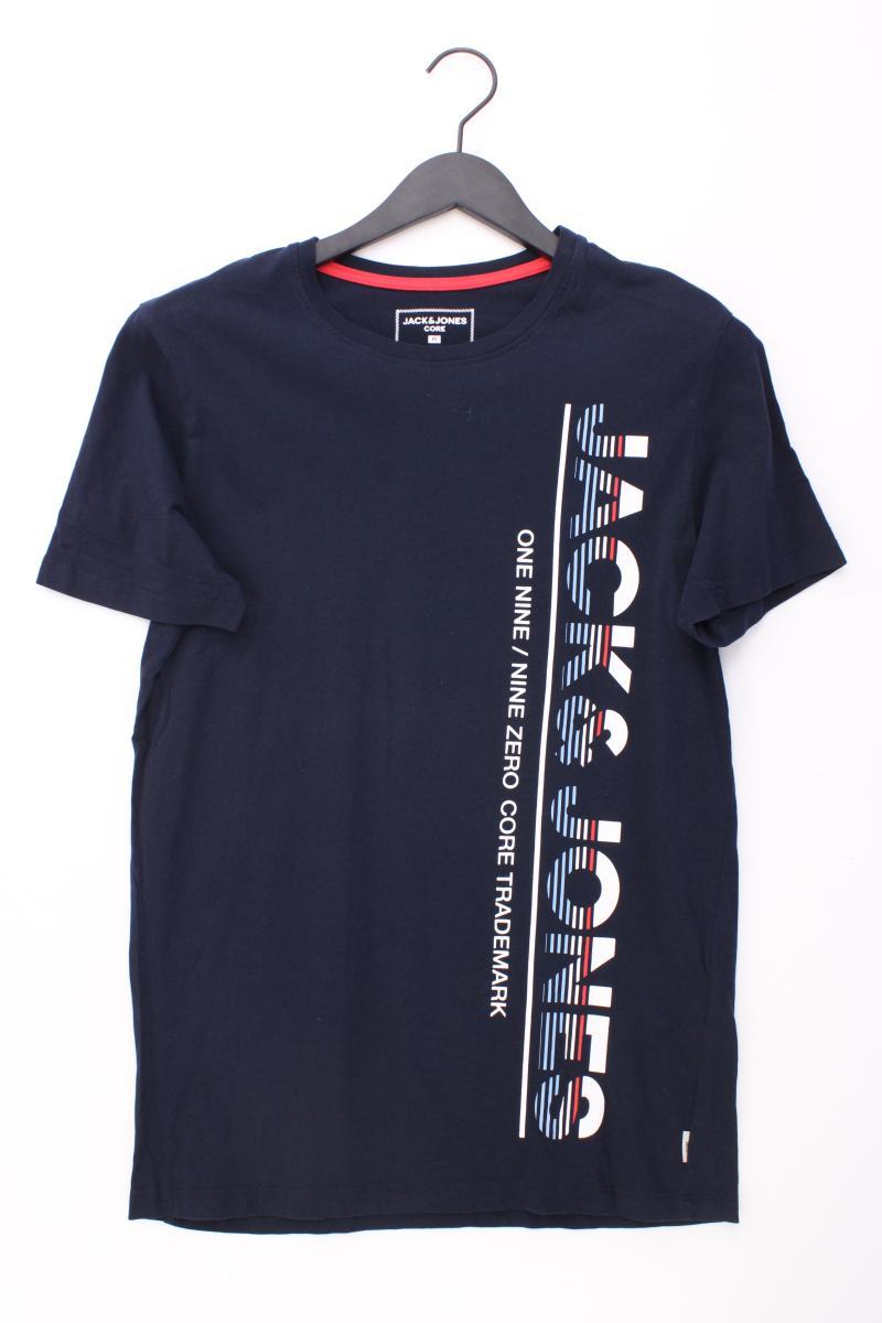 Jack & Jones Printshirt für Herren Gr. M Kurzarm blau aus Baumwolle