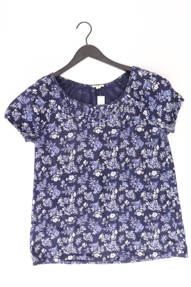 Esprit Kurzarmbluse Gr. L mit Blumenmuster blau aus Baumwolle