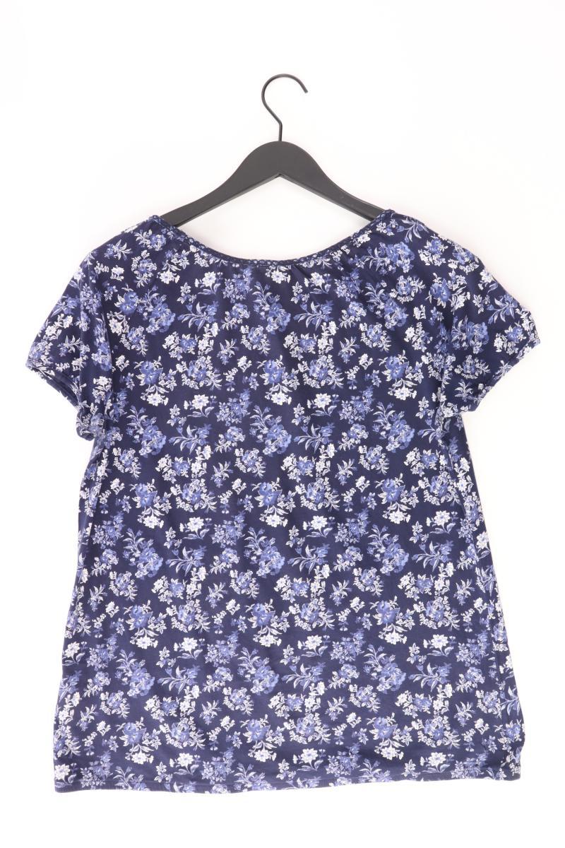 Esprit Kurzarmbluse Gr. L mit Blumenmuster blau aus Baumwolle
