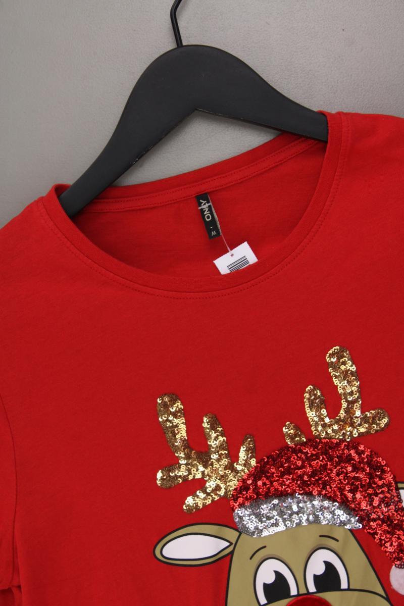 Only Weihnachtsshirt Gr. M Kurzarm mit Pailletten rot