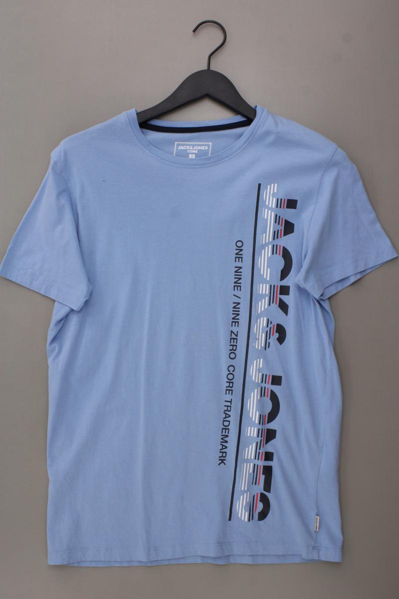 Jack & Jones Printshirt für Herren Gr. M Kurzarm blau aus Baumwolle